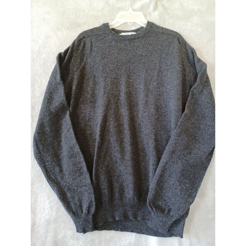 Vtg Grunge 90s Lg Sweater Pullover Lambswool Gray Glen Abbey Crew Neck Ireland